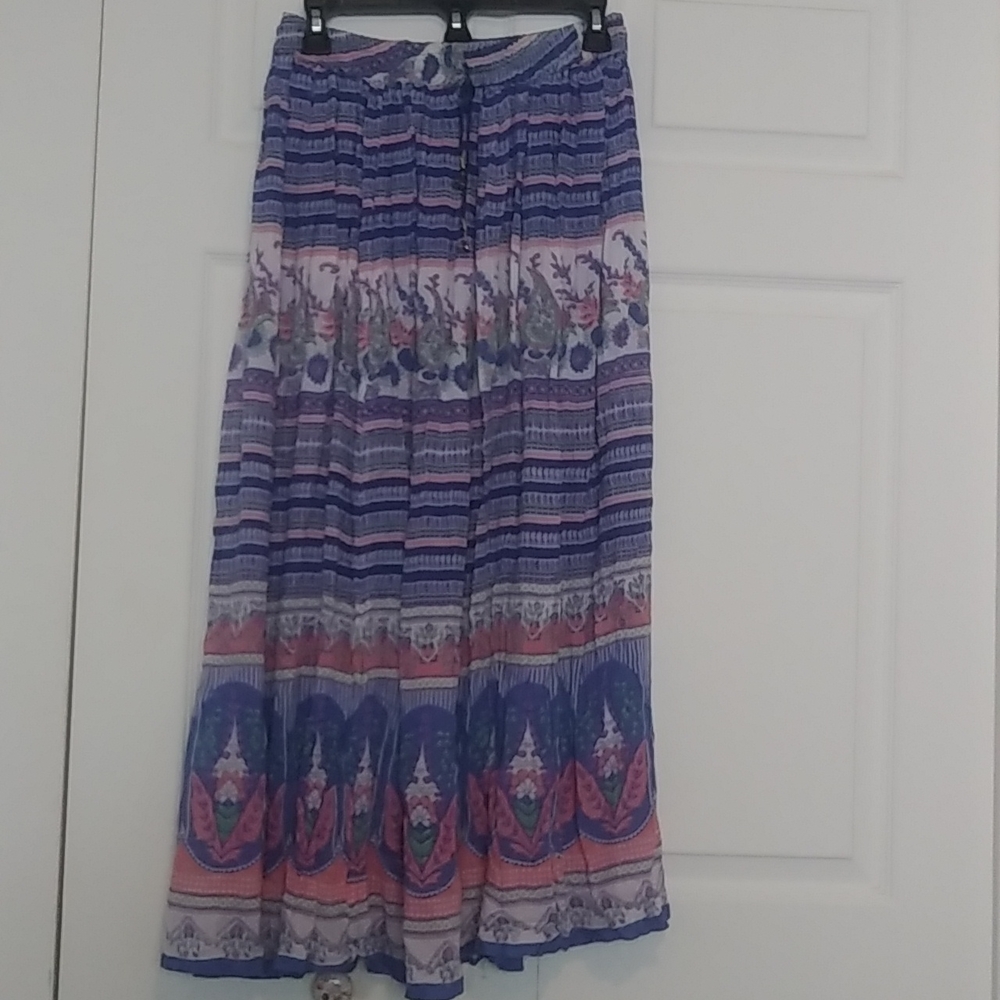 Pale Blue and Pink Maxi Skirt